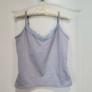 Lavender gray Y2K camisole lace trim.  Fairycore